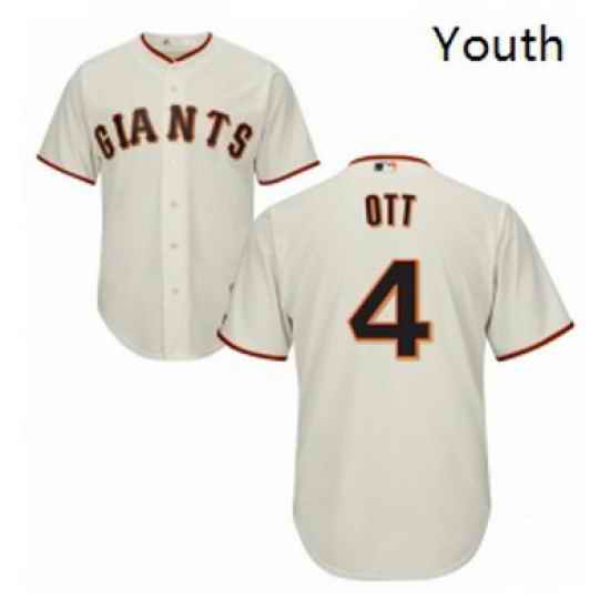 Youth Majestic San Francisco Giants 4 Mel Ott Replica Cream Home Cool Base MLB Jersey